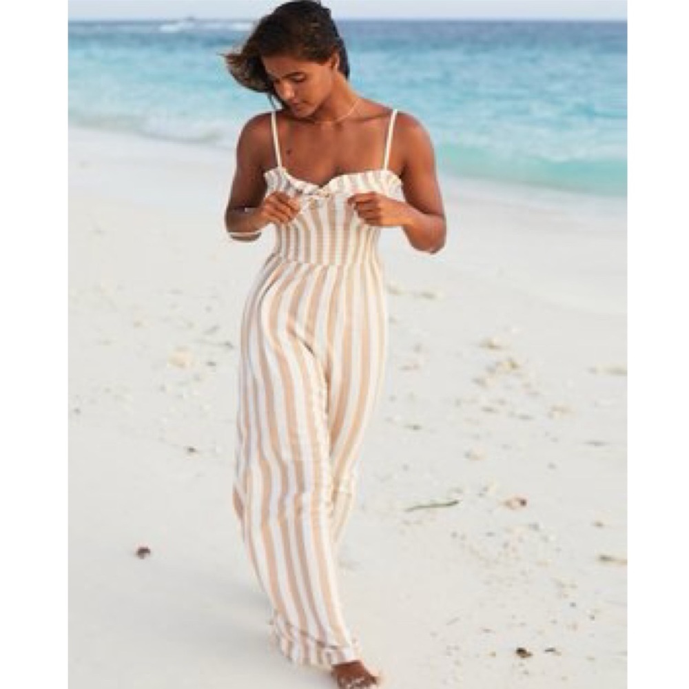 Fun Billabong smocked striped “Forever Fields” jumpsuit!